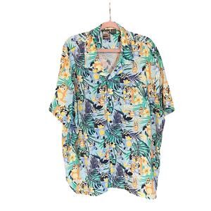 Bluey Men’s 3XL Button-Up Shirt Tropical Hawaiian Print Rayon fun dad resort